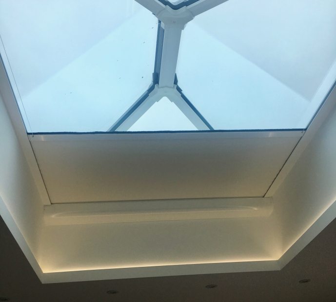 Roof lantern with subtle lighting in ceiling alcove